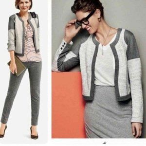 CAbi Gray Mixed Media Colorblock Moto Jacket Size Large